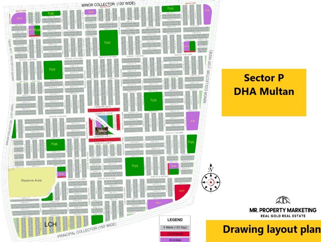 Sector P Drawing Layout Plan Defense Housing Authority Multan DHA