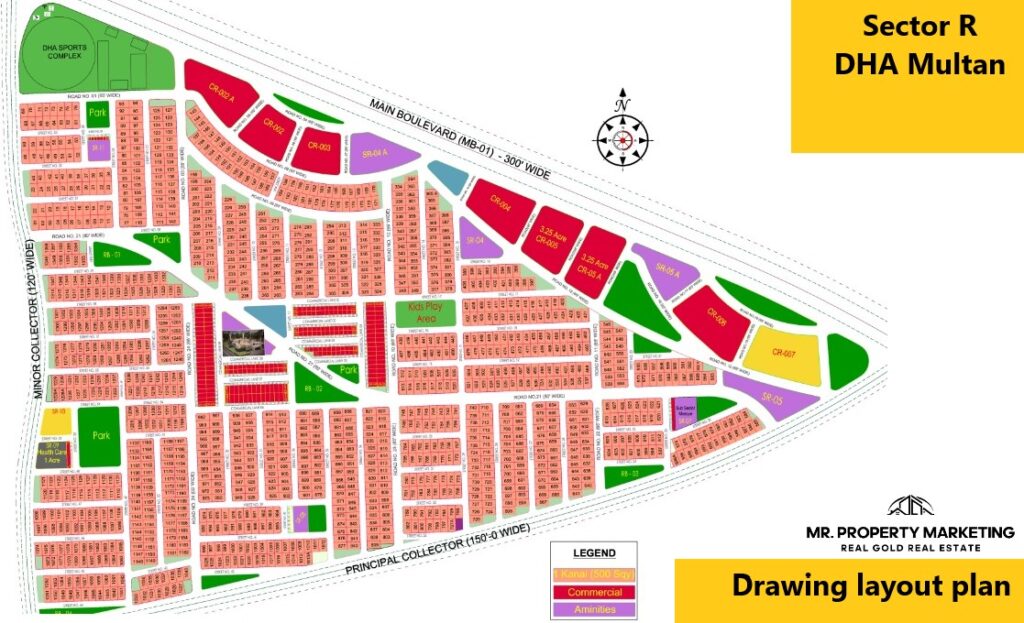 Sector R Drawing Layout Plan Defense Housing Authority Multan DHA