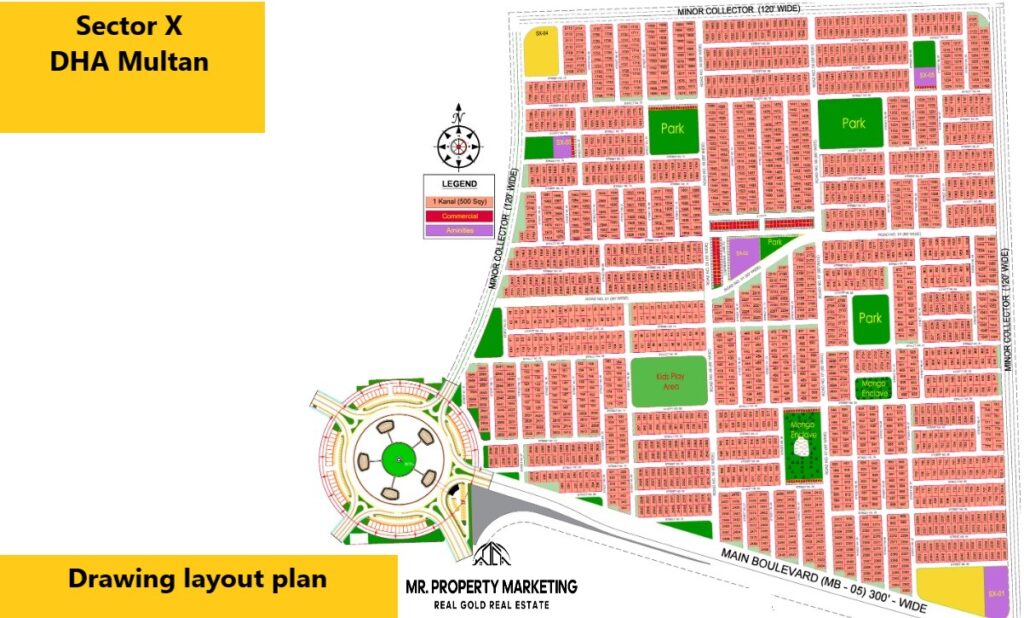 Sector X Drawing Layout Plan Defense Housing Authority Multan DHA